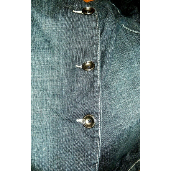 Chico's Platinum Women's Size 1 (M) Denim Jean Jacket Mandarin Collar Button Up - Picture 5 of 6